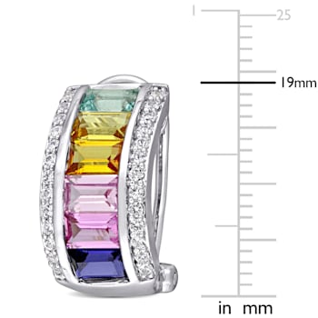 4-1/4ctw Multi-Color Created Sapphire Earrings in Sterling Silver