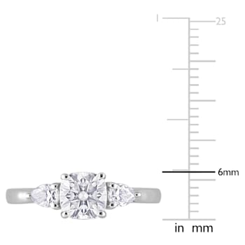 1 2/5 CT TGW Created Moissanite 3-Stone Ring in Sterling Silver
