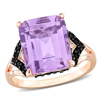 6 1/3 CT TGW Rose de France and Black Sapphire Cocktail Ring in Rose
Plated Sterling Silver