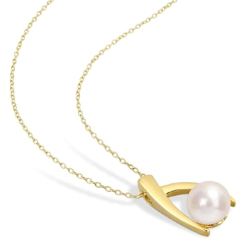 9-9.5MM Freshwater Cultured Pearl Pendant with Chain in 18K Yellow Gold
Plated Sterling Silver