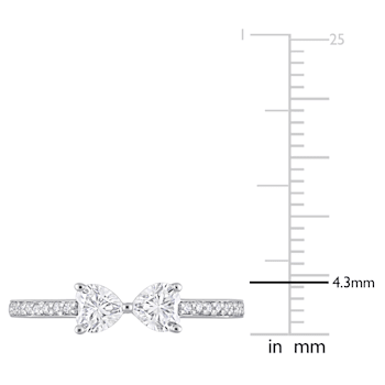 3/5 CT DEW Created Moissanite Duo Heart Ring in Sterling Silver