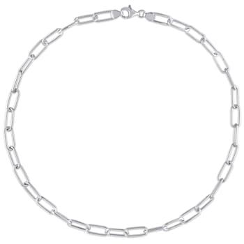 6MM Polished Paperclip Chain Necklace in Sterling Silver