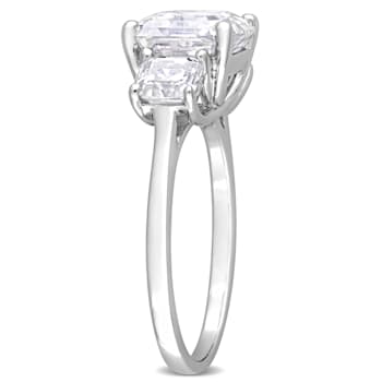 3 1/2 CT TGW Created Moissanite 3-Stone Ring in Sterling Silver