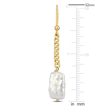 Freshwater Cultured Pearl Earrings with Curb Links Chain in Yellow
Plated Sterling Silver
