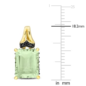 6 4/5 CT TGW Green Quartz and Black Sapphire Earrings in Yellow Plated
Sterling Silver