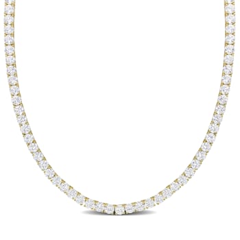 33 CT TGW Created White Sapphire Tennis Necklace in Yellow Plated
Sterling Silver