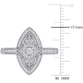 1/4 CT TW Diamond Vintage Marquise Shaped Halo Ring in Sterling Silver