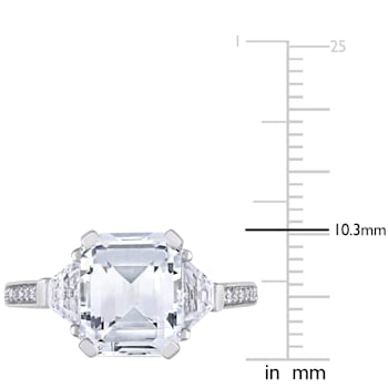 5 1/5 CTW White Topaz and Diamond Accent Ring in Sterling Silver