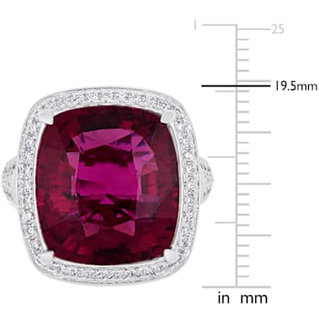 11 7/8 CT TGW Pink Tourmaline and 1 3/8 CT TW Diamond Halo Cocktail Ring
in 14K White Gold
