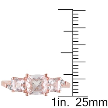 1 2/5 CT TGW Morganite and Diamond Accent 3-Stone Ring in 18K Rose Gold
Over Sterling Silver