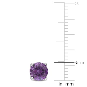 2 CT TGW Simulated Alexandrite Stud Earrings in Sterling Silver