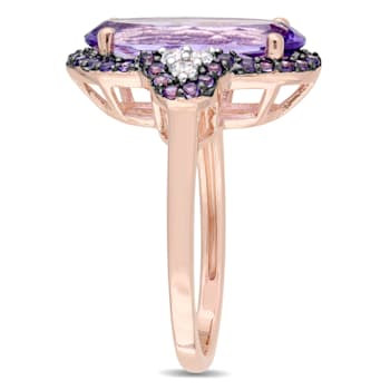 3 1/2 CT TGW Amethyst and White Topaz Ring in Rose Gold Plated Sterling Silver