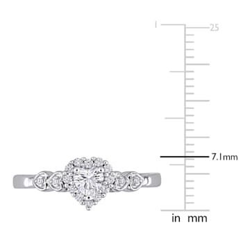 3/8 CT TGW Created White Sapphire and Diamond Accent Heart Ring in
Sterling Silver