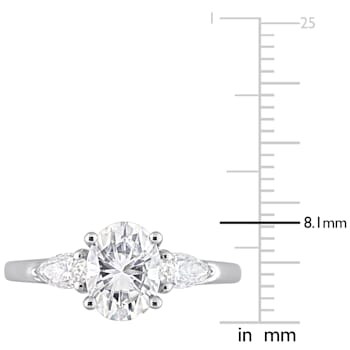 1 3/4 CT DEW Created Moissanite Three-Stone Engagement Ring in Sterling Silver
