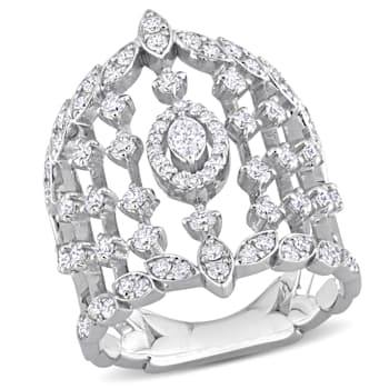 1/5 CT TW Diamond Vine Design Vintage Ring in 14K White Gold