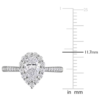 1 3/8 CT DEW Created Moissanite Teardrop Halo Engagement Ring in
Sterling Silver