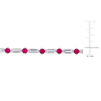 13 1/2 CT TGW Created Ruby and Created White Sapphire Tennis Bracelet in
Sterling Silver