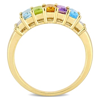 1 1/4 CTW Multi-Gemstone Ring in Yellow Plated Sterling Silver