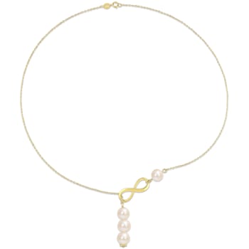 8-9.5 MM Freshwater Cultured Pearl Infinity Lariat Necklace in 18K
Yellow Gold Over Sterling Silver