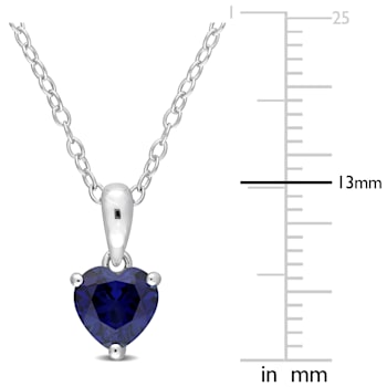 7/8 CT TGW Created Blue Sapphire Solitaire Heart Pendant with Chain in
Sterling Silver