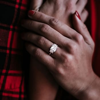 3 1/5 CT TGW Created Moissanite 3-Stone Ring in Sterling Silver