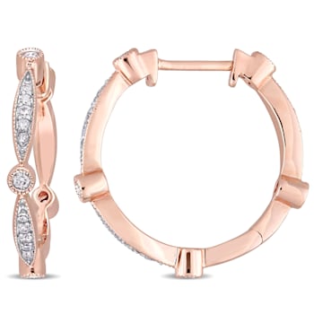 1/3 CT TW Diamond Hoop Earrings in 10k Rose Gold