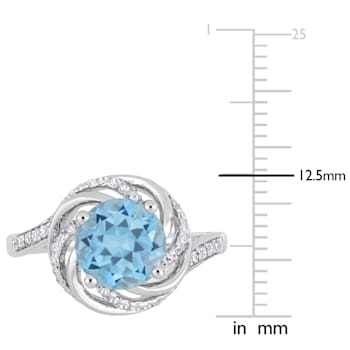 2 1/2 CT TGW Sky Blue and White Topaz with Diamond Accent Swirl Ring in
Sterling Silver
