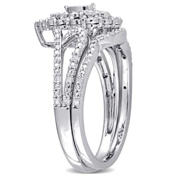1/4 CT TW Diamond Vintage Ring Set Set in Sterling Silver