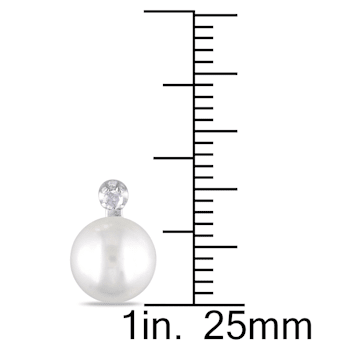 8-8.5MM White Cultured Freshwater Pearl and Diamond Stud Earrings in
Sterling Silver