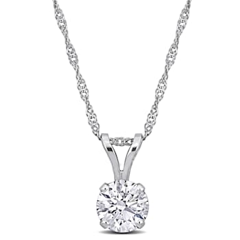 1.0ctw Lab-Grown Diamond Solitaire Pendant with Chain in 14K White Gold
(IGI Certified)