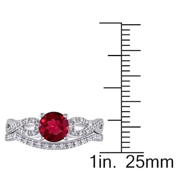 1 CT TGW Created Ruby and 1/6 CT TW Diamond Infinity Bridal Ring Set in
10K White Gold