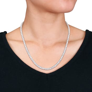 26 1/2 CT DEW Created Moissanite Tennis Necklace in Sterling Silver