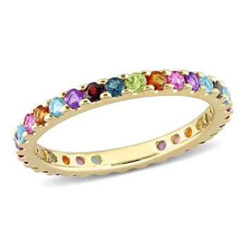1 CT TGW Multi-Color Gemstone Eternity Ring in 10K Yellow Gold