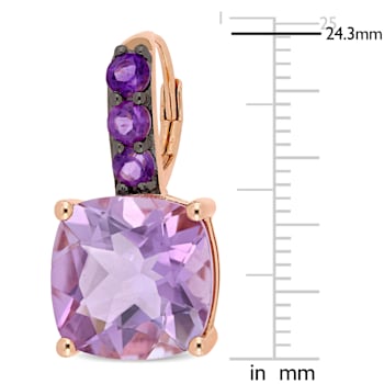 15-1/2ctw Rose de France and Amethyst Drop Earrings in Rose Plated
Sterling Silver