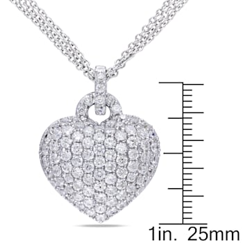 3 1/2 CT TGW Created White Sapphire Heart Pendant with Triple-Strand
Chain in Sterling Silver