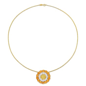 11.40 CTW Citrine, Madeira Citrine and Topaz Double Halo 18k Gold Plated
Silver Pendant w/Chain