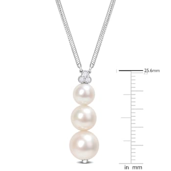 6-8.5MM Freshwater Cultured Pearl and 1/10 CT TGW Topaz Pendant with
Chain in Sterling Silver