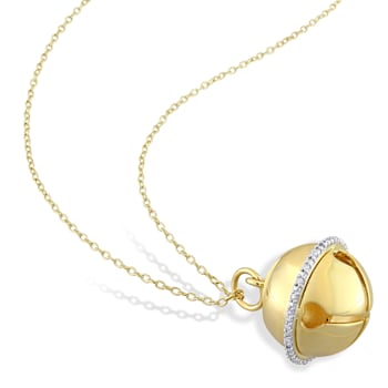 Diamond Accent Lock Charm with Chain in Yellow Plated Sterling Silver