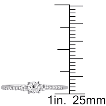 1/3 CT TGW Created White Sapphire and Diamond Accent Engagement Ring in
Sterling Silver