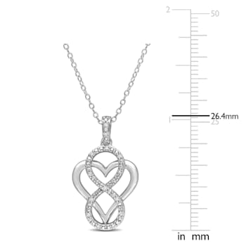 Diamond Infinity Heart Pendant with Chain in Sterling Silver