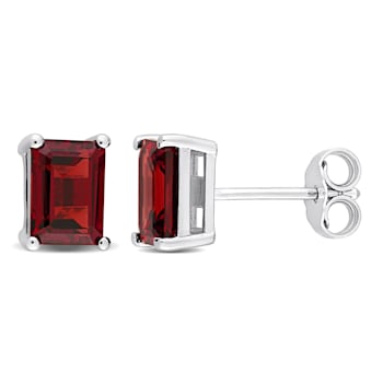 2 1/2 CT TGW Octagon Garnet Stud Earrings in Sterling Silver