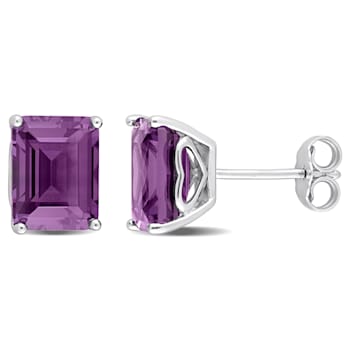 4 3/4 CT TGW Octagon Simulated Alexandrite Stud Earrings in Sterling Silver