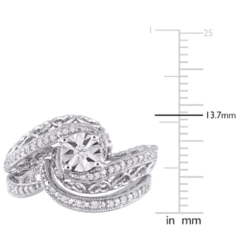 1/5 CT TW Diamond Vintage Bridal Set in Sterling Silver
