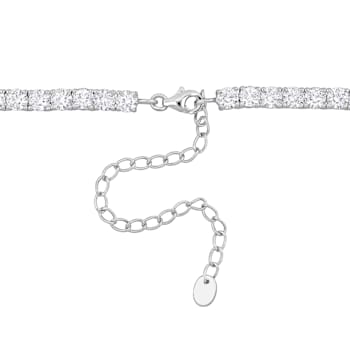 33 CT TGW Created White Sapphire Tennis Necklace with Extender in
Sterling Silver