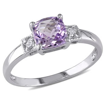 4/5 CT TGW Amethyst and Diamond Accent Ring in Sterling Silver