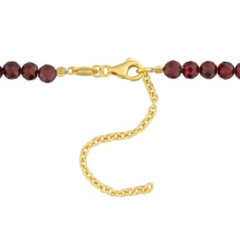 16 CT TGW Garnet Beaded Necklace with Yellow Plated Sterling Silver Clasp