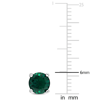 1 5/8 CT TGW Created Emerald Stud Earrings in Sterling Silver