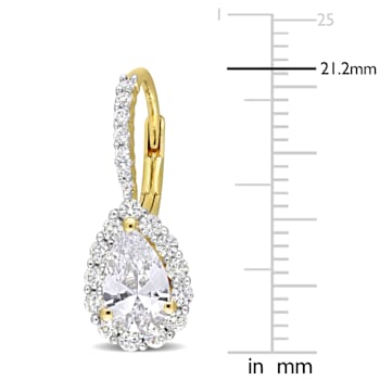 3 5/8 CT TGW Created White Sapphire Teardrop Earrings in Yellow Plated
Sterling Silver