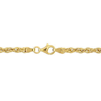 3.7MM Singapore Chain Necklace in Yellow Plated Sterling Silver