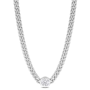 1 5/8 CT TGW Created White Sapphire Necklace in Sterling Silver